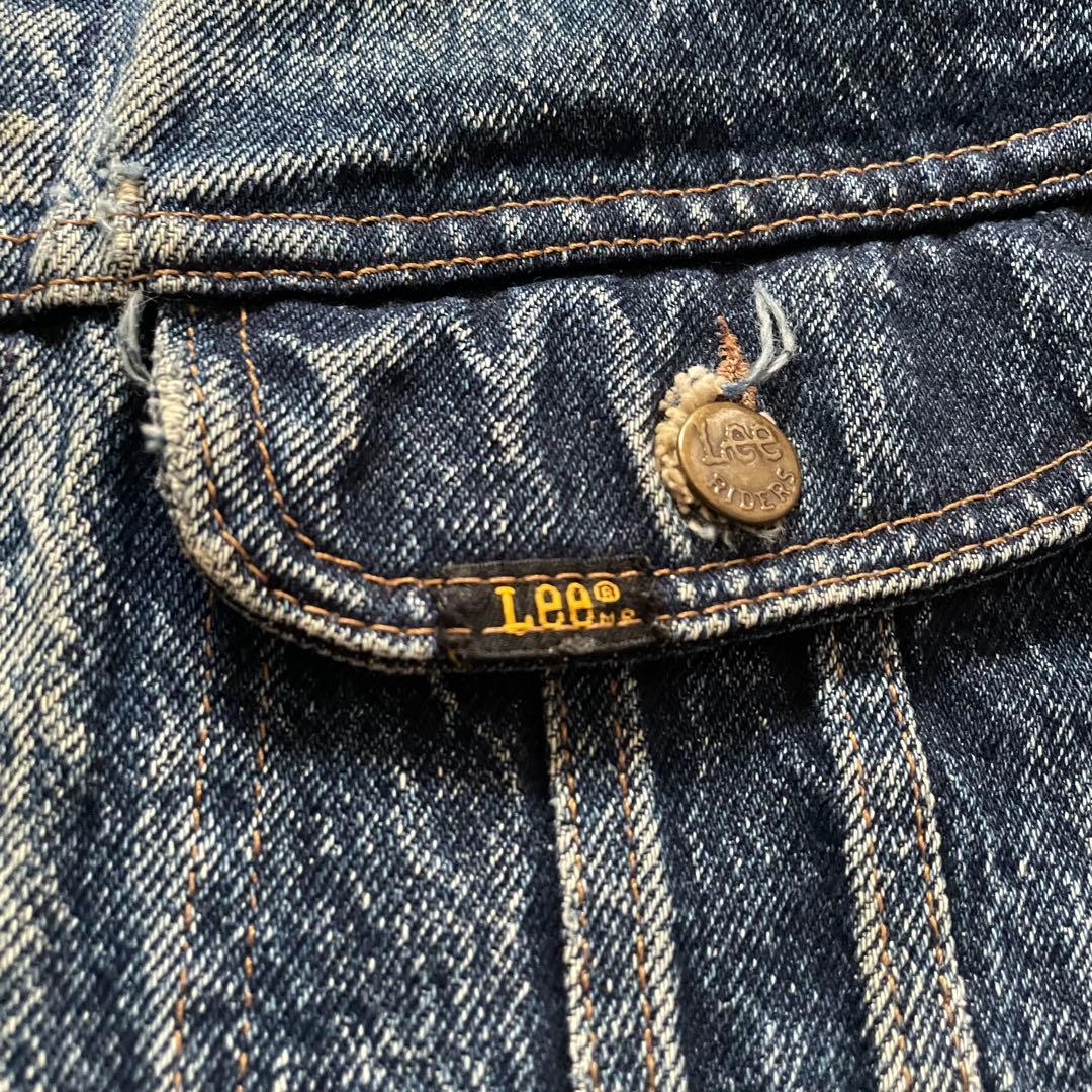 80s Lee 220-J Denim Jacket BORO 右綾 LARGE
