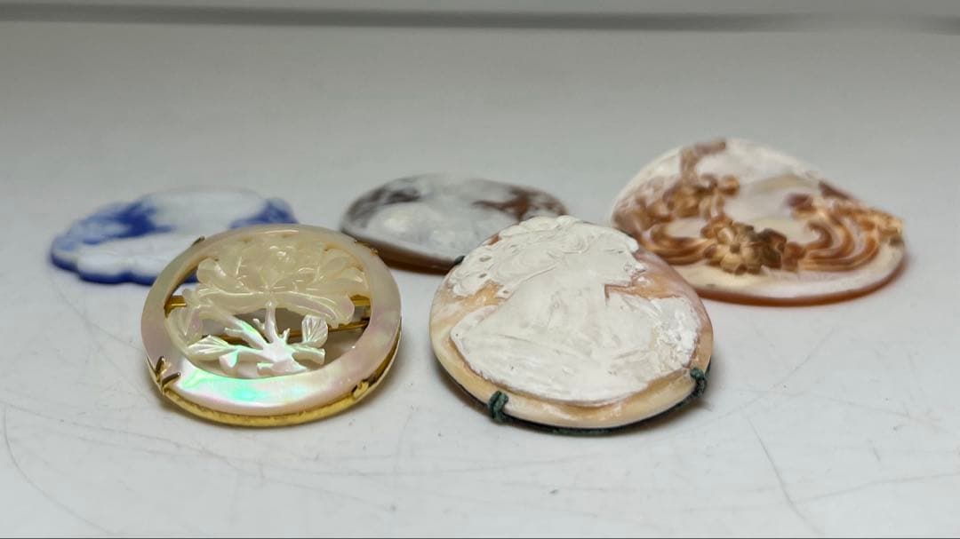 本シェルカメオ、ストーンカメオ上手物　タエチ　44g 東里8-0108☆2F