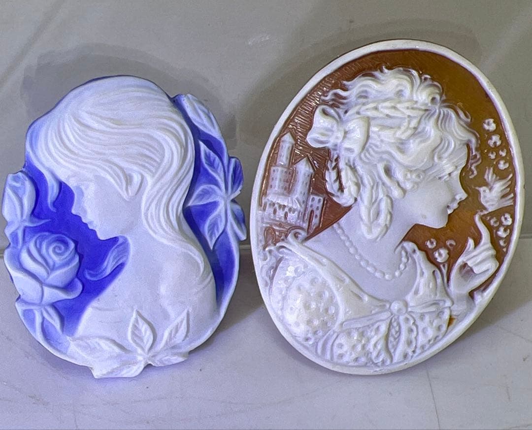 本シェルカメオ、ストーンカメオ上手物　タエチ　44g 東里8-0108☆2F