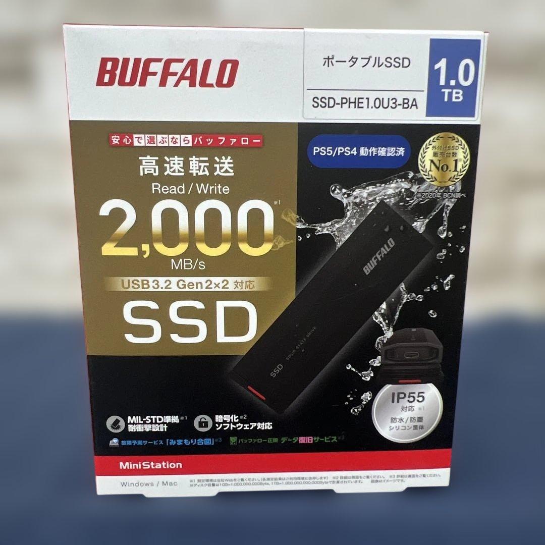 BUFFALO 1TB ポータブルSSD SSD-PHE1.0U3-BA