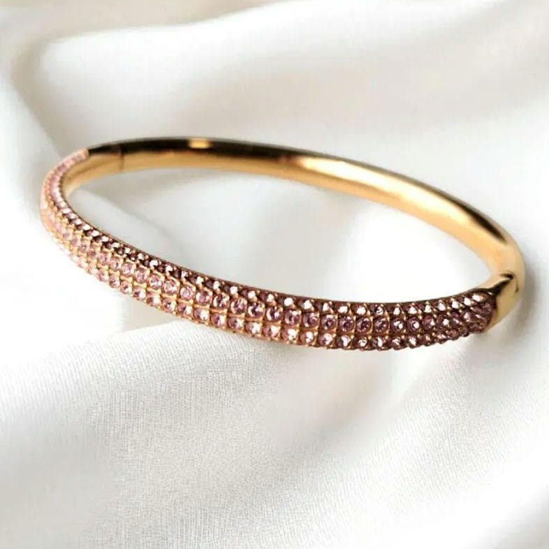 スワロフスキー　バングル　ブレスレット　ローズゴールド　Mサイズ　箱付
