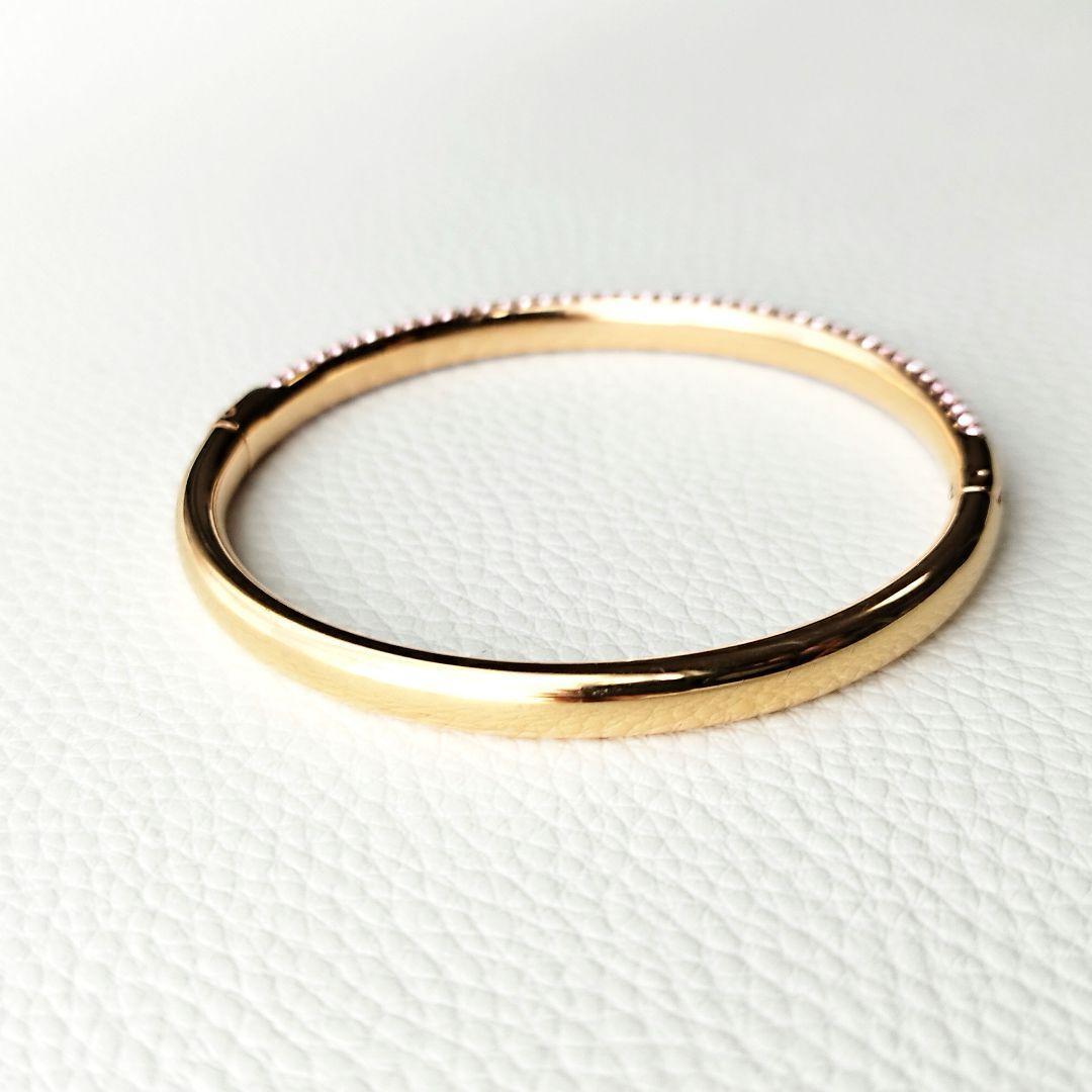 スワロフスキー　バングル　ブレスレット　ローズゴールド　Mサイズ　箱付