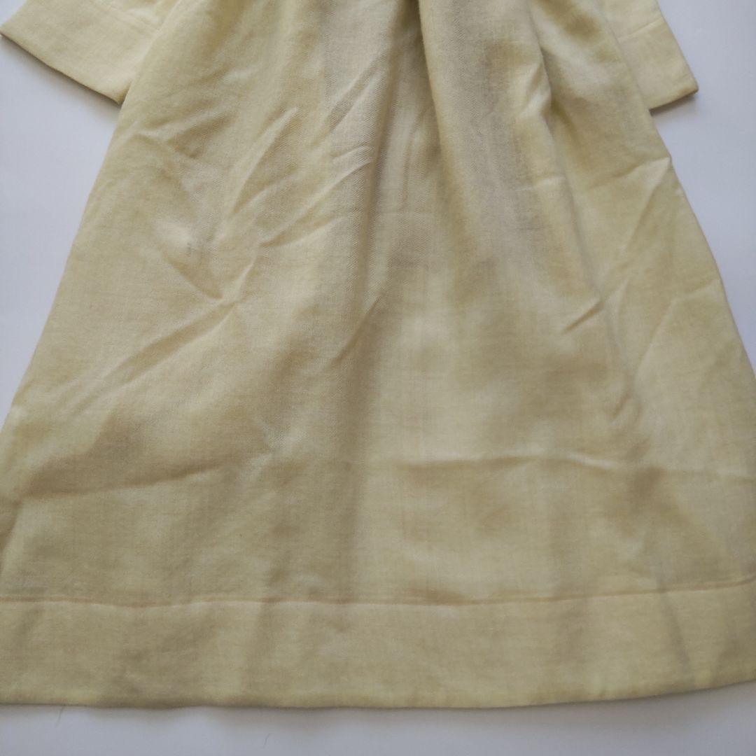 未使用 タグ付 エブール 長袖 ウール ベルト ロングワンピース イエロー 36