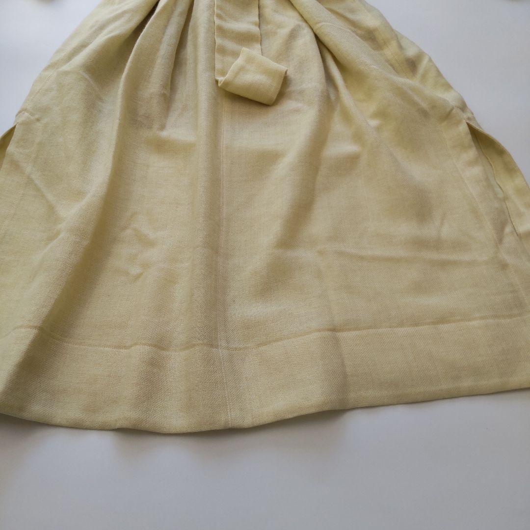 未使用 タグ付 エブール 長袖 ウール ベルト ロングワンピース イエロー 36