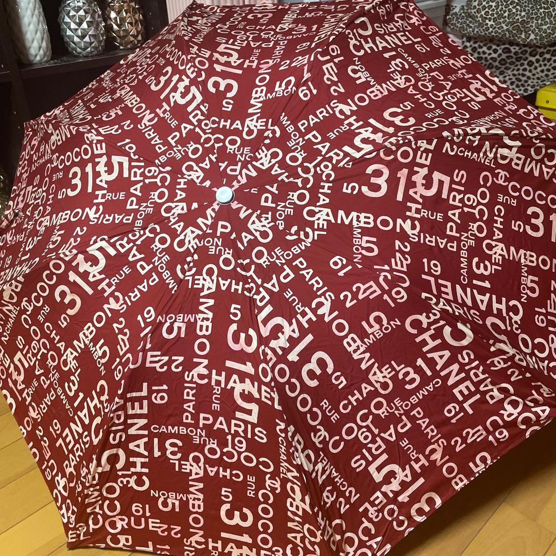 CHANEL バイシーライン折りたたみ傘 レッド