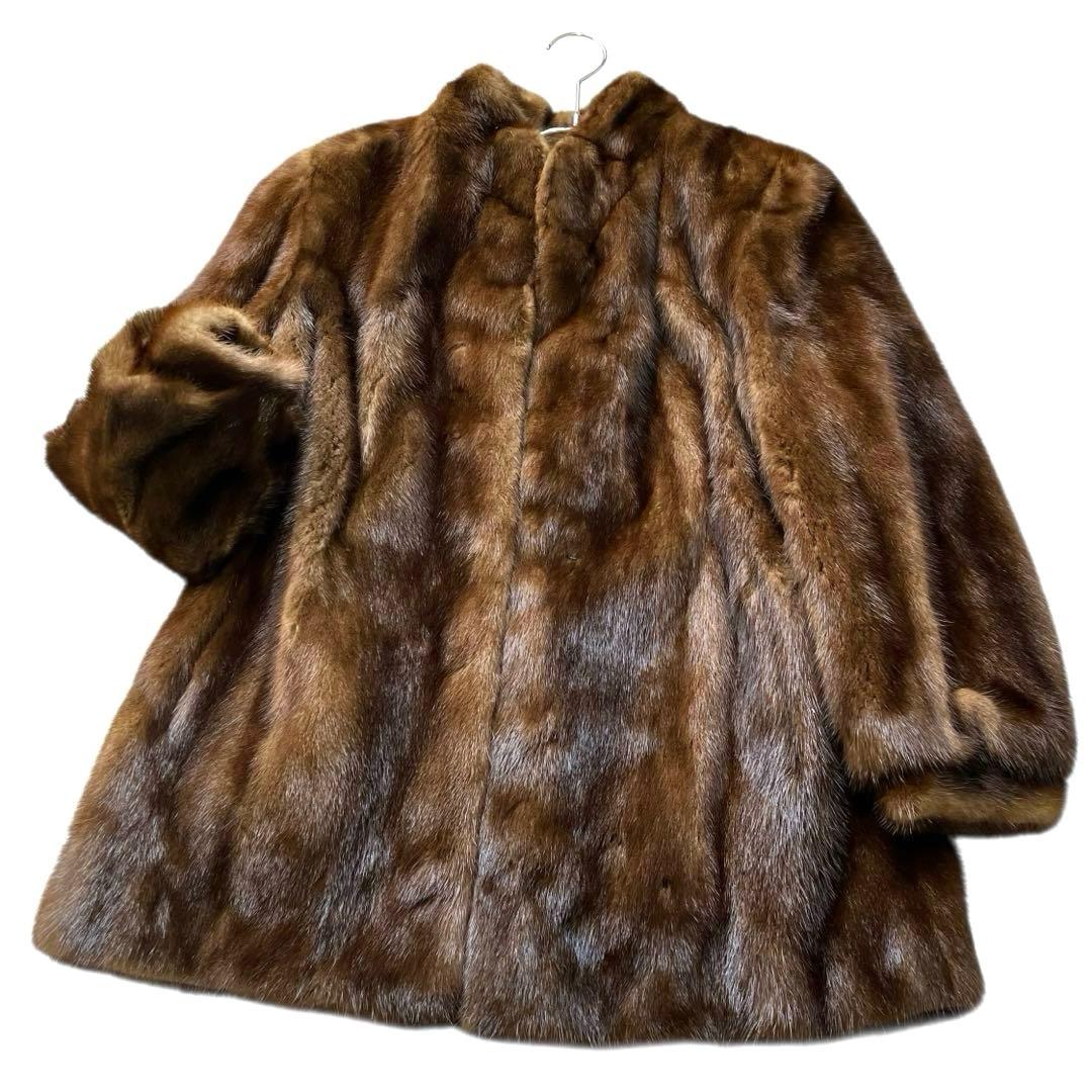 総丈75cm デミバフミンク リアルファーコート 本毛皮 毛並み◎ なめし柔らか