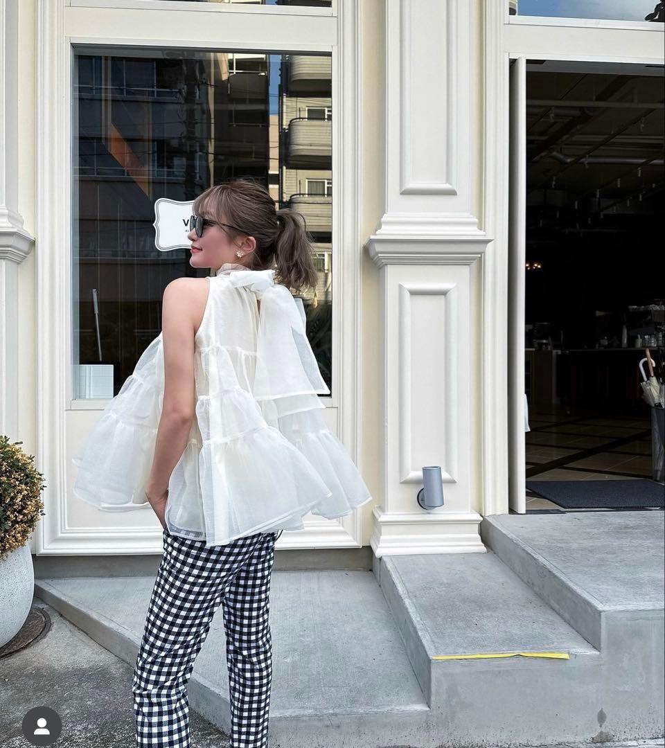 sheller シェリエ バックリボンオーガンジー トップス