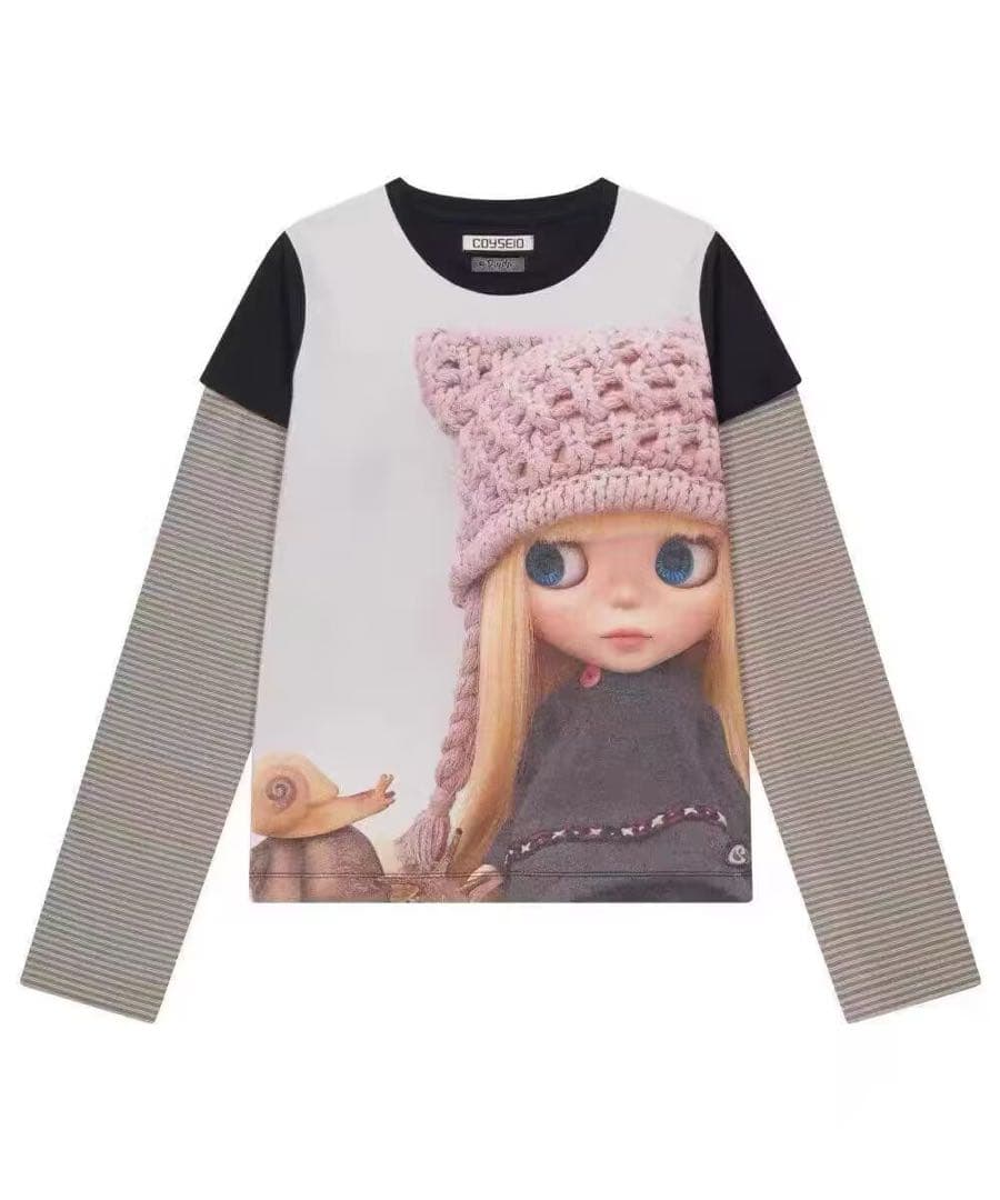 COYSEIO X BLYTHE ストライプ ダブル ロングスリーブ 長袖