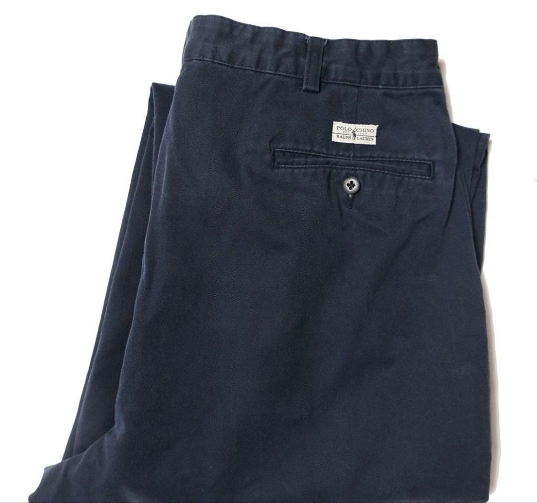 90's 00's ポロラルフローレンチノパンツ紺ネイビーポロチノチノパン