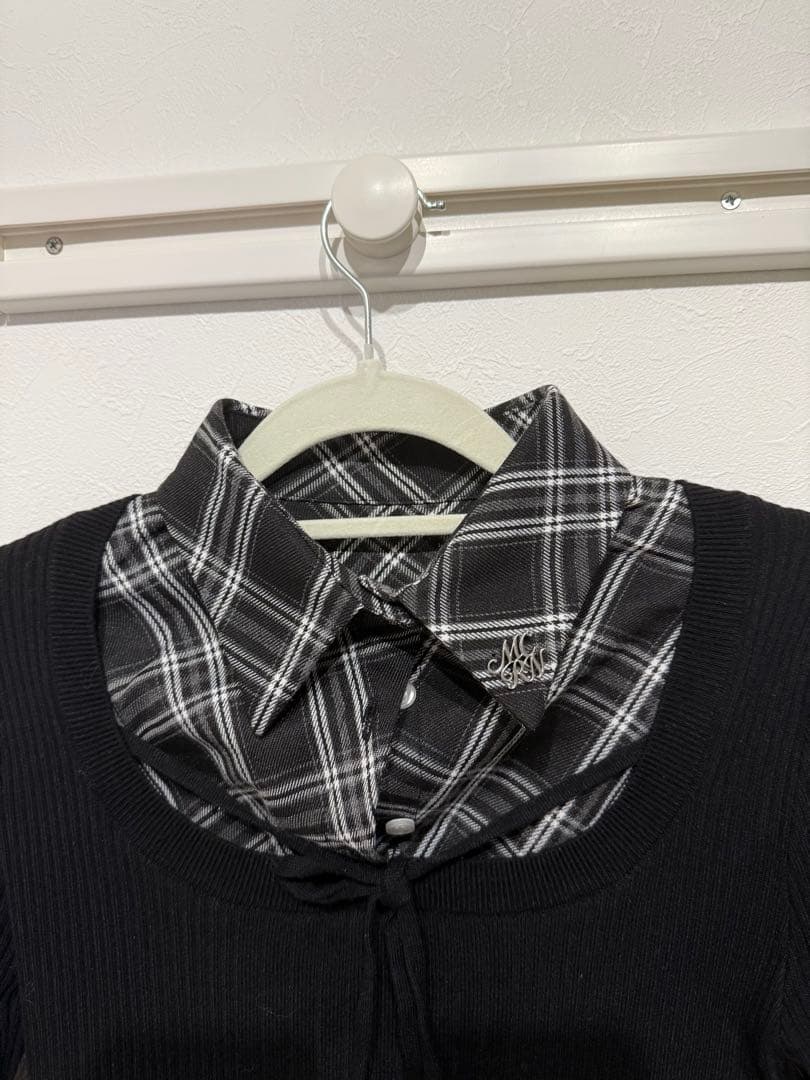 ミシェルマカロン チェックドッキングワンビース ブラック フリーサイズ free