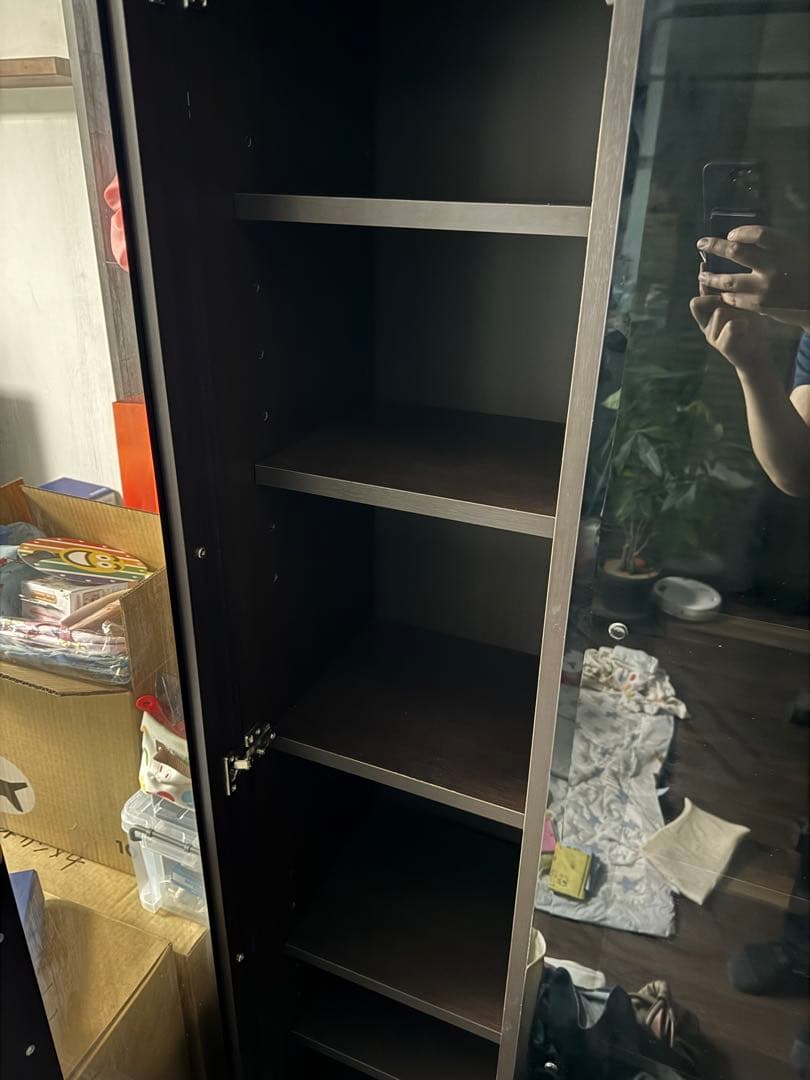 【格安】ニトリ 3ドアガラス本棚 ダークブラウン 廃盤品 大型書棚 引取可