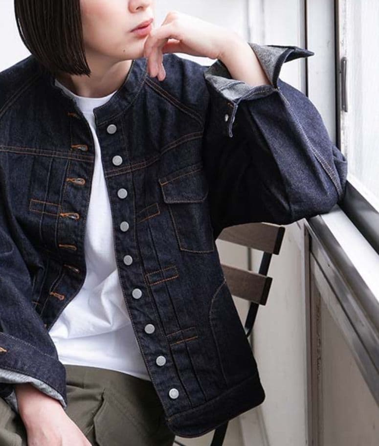 si-si-si confort デニムジャケット バンドカラー インディゴ M