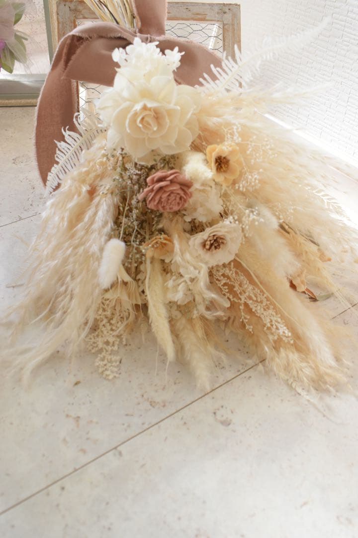 ドライフラワーブーケ bouquet rose poudré ウエディング前撮り