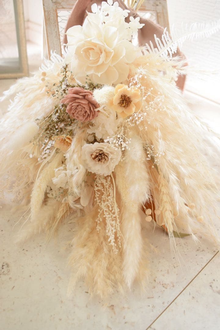 ドライフラワーブーケ bouquet rose poudré ウエディング前撮り