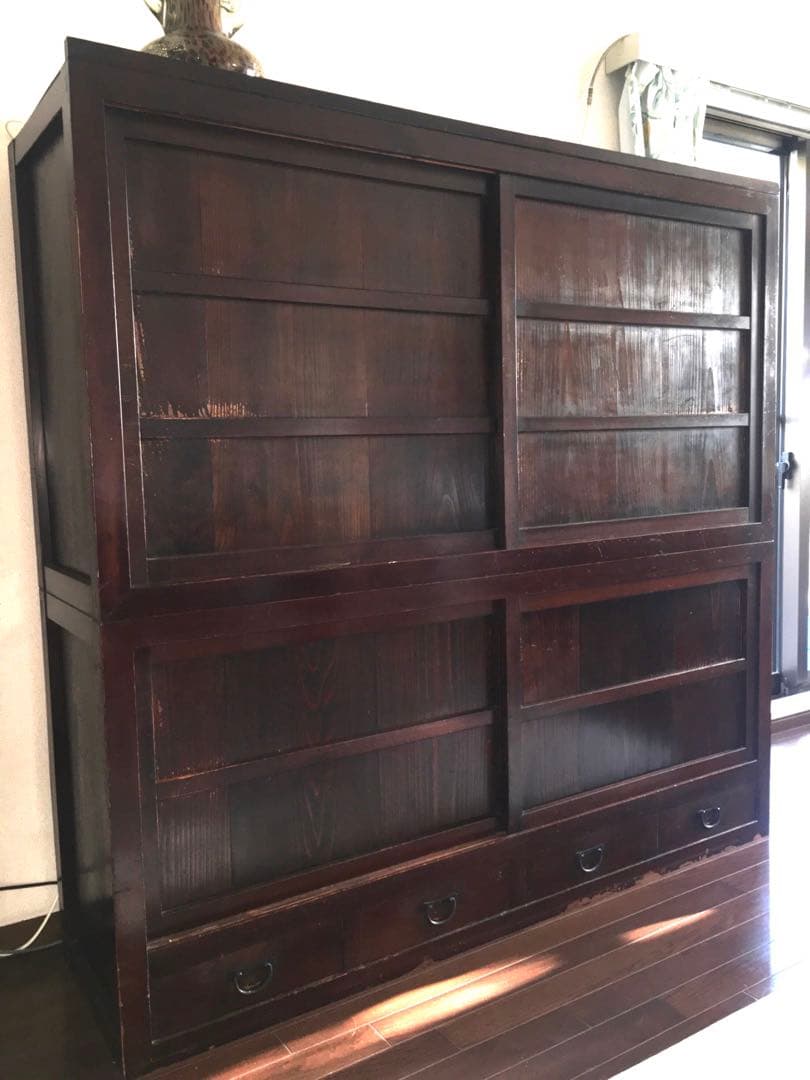 木目が美しい水屋箪笥 明治・大正期