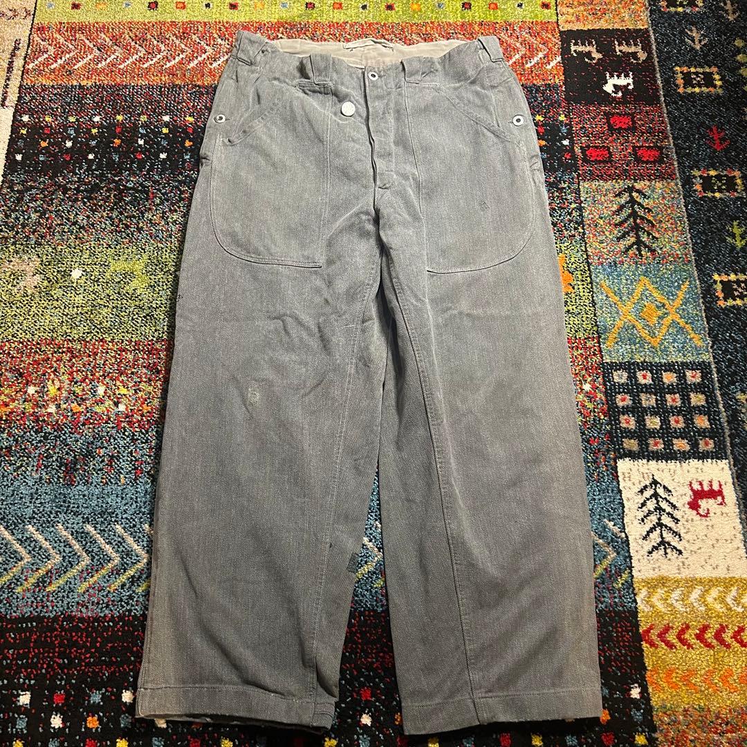 50s スイス軍　前期　アルミボタンデニムパンツ　ミリタリー　ワイドデニムパンツ