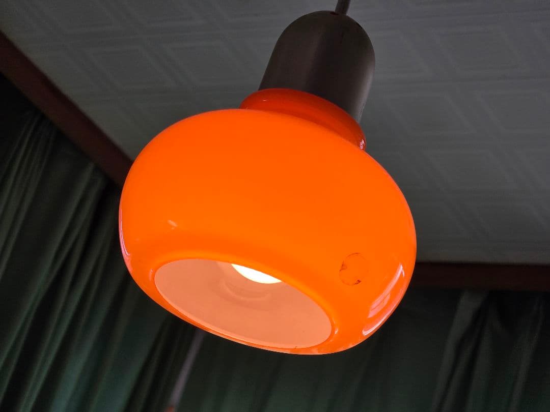 昭和レトロ 日立 ペンダントライト オレンジ スペースエイジ