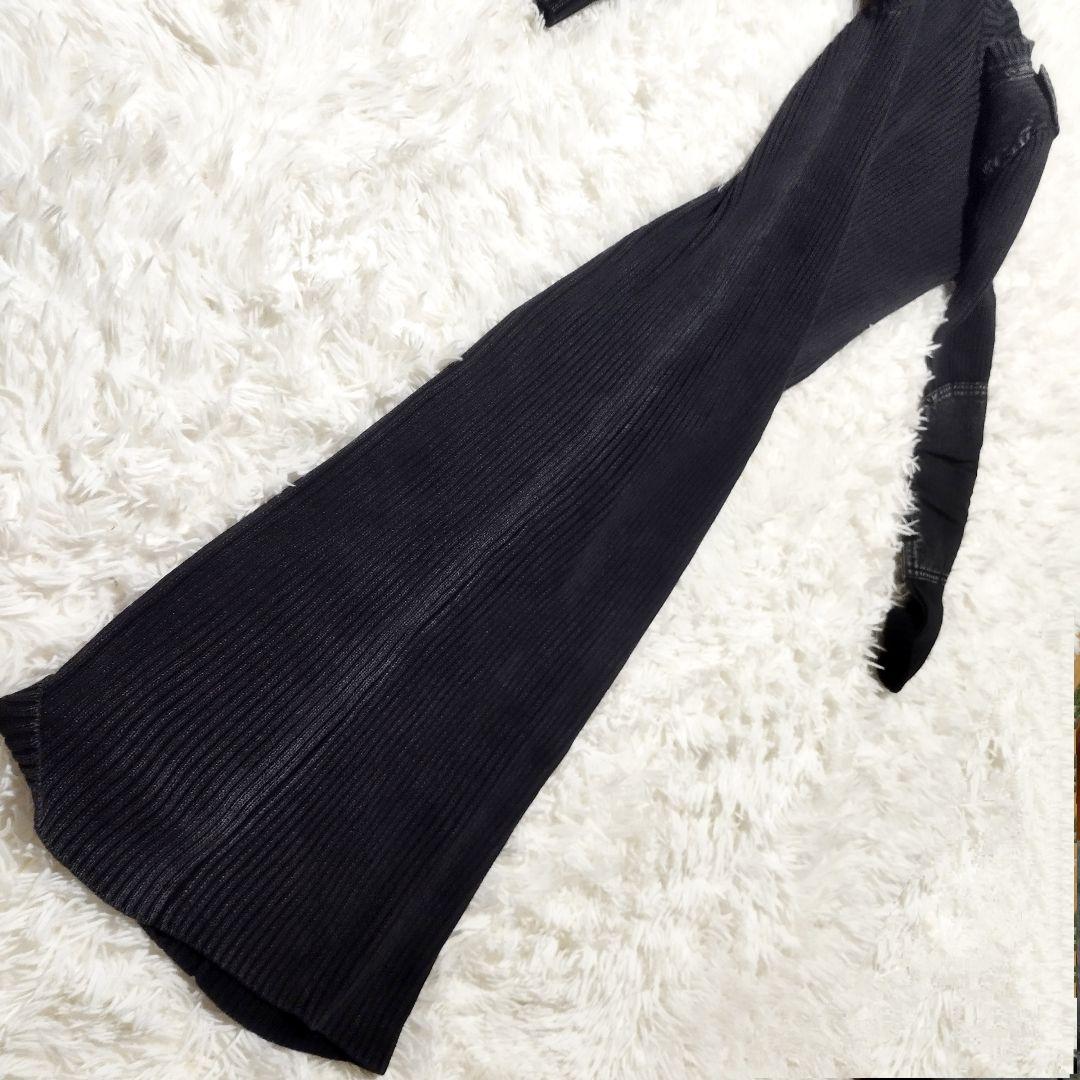 美品　ヒステリックグラマー　HG HEADコマンドリブニットロングワンピース　F