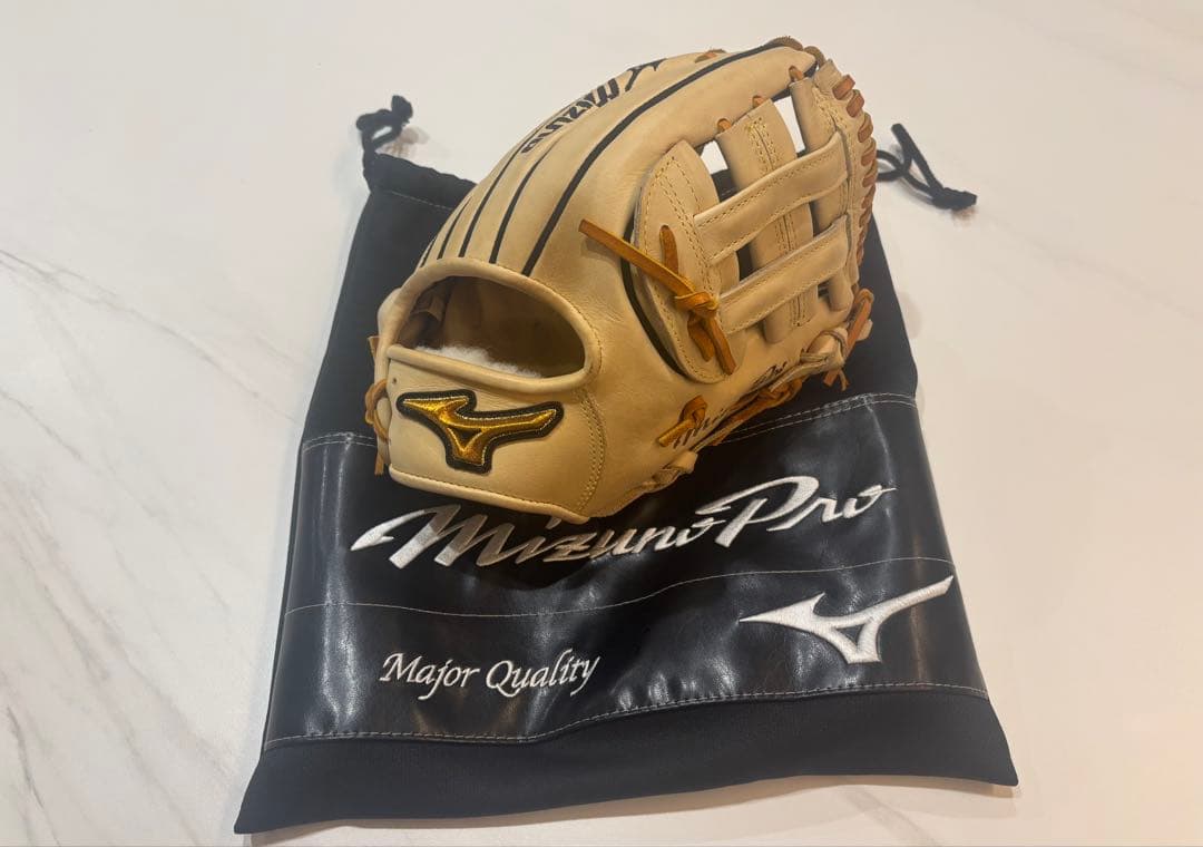 Mizuno Pro 軟式グローブ ベージュ 専用袋付き