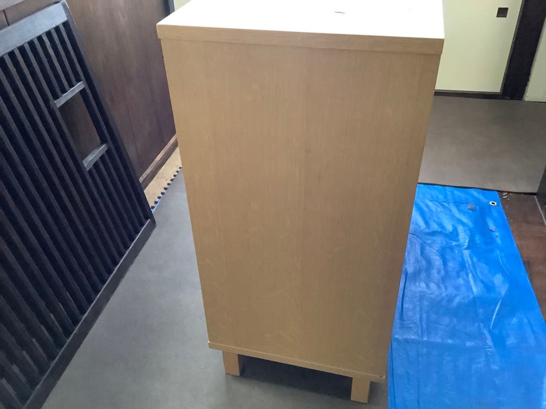 無印良品　オーク材キャビネットガラス扉（引戸）