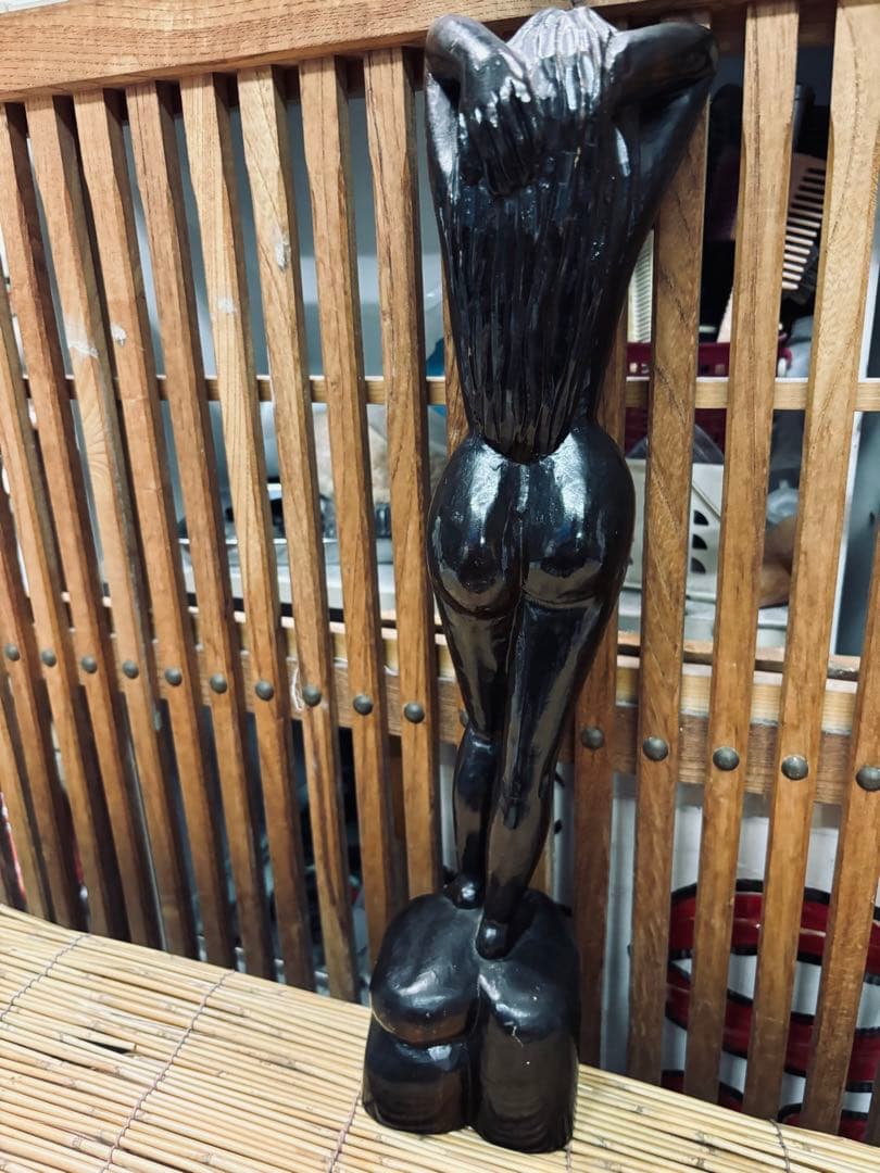 濱充司 黒檀！ 黒色 木製 ヌード彫刻 約3９cm 激安大安売り