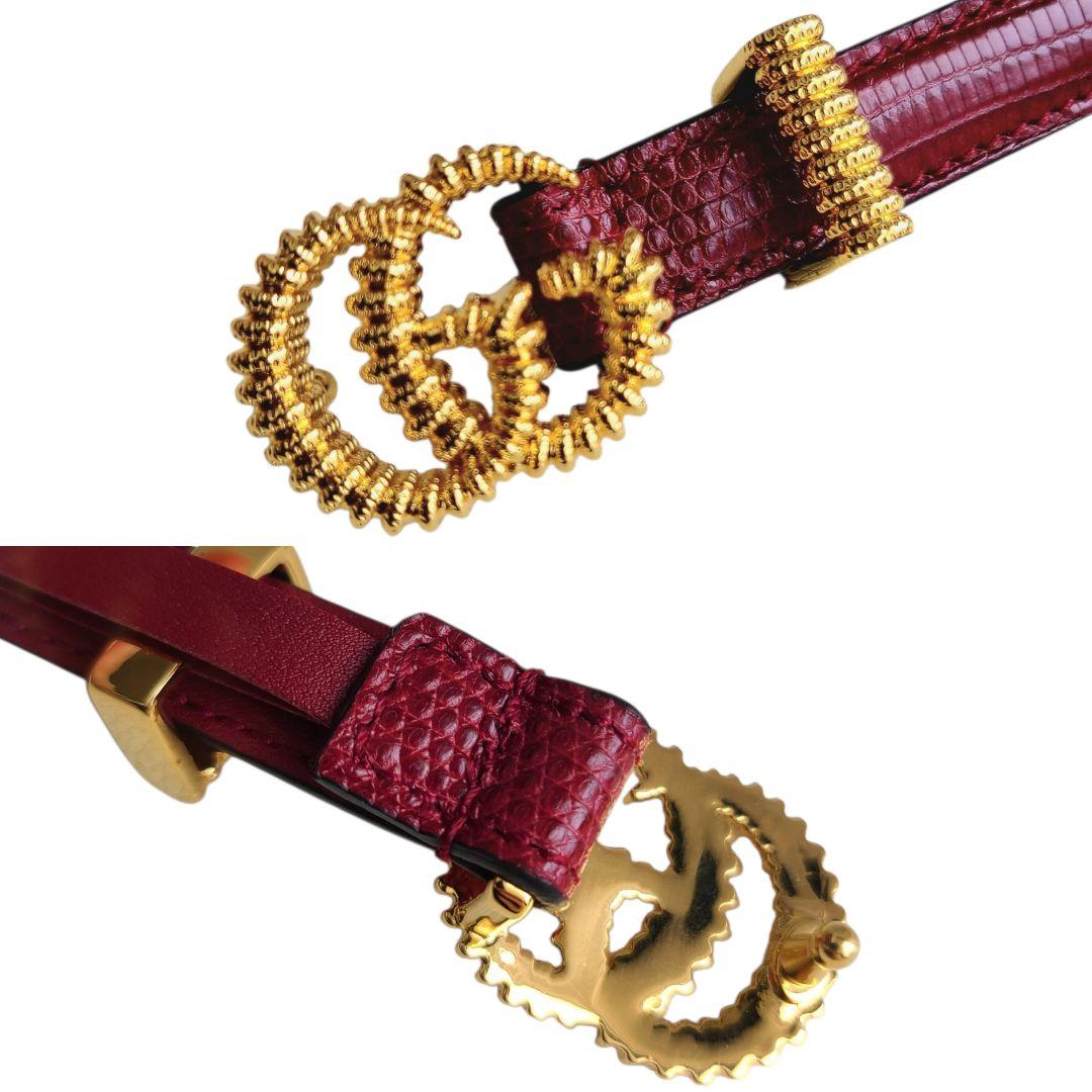 ✨新品未使用✨GUCCI　グッチ　ベルト　ダブルG　パイソン　スリムベルト