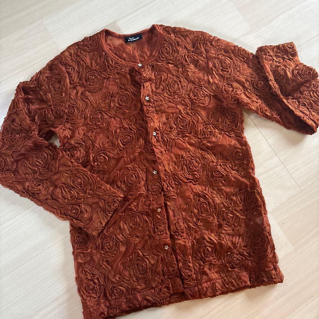 COMME des GARÇONS ローズ柄長袖カーディガン