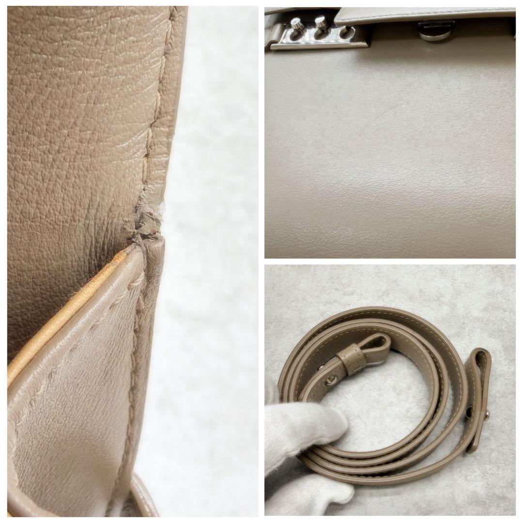 【希少美品】DELVAUX タンペート MM ベージュ フラップ式ハンドバッグ