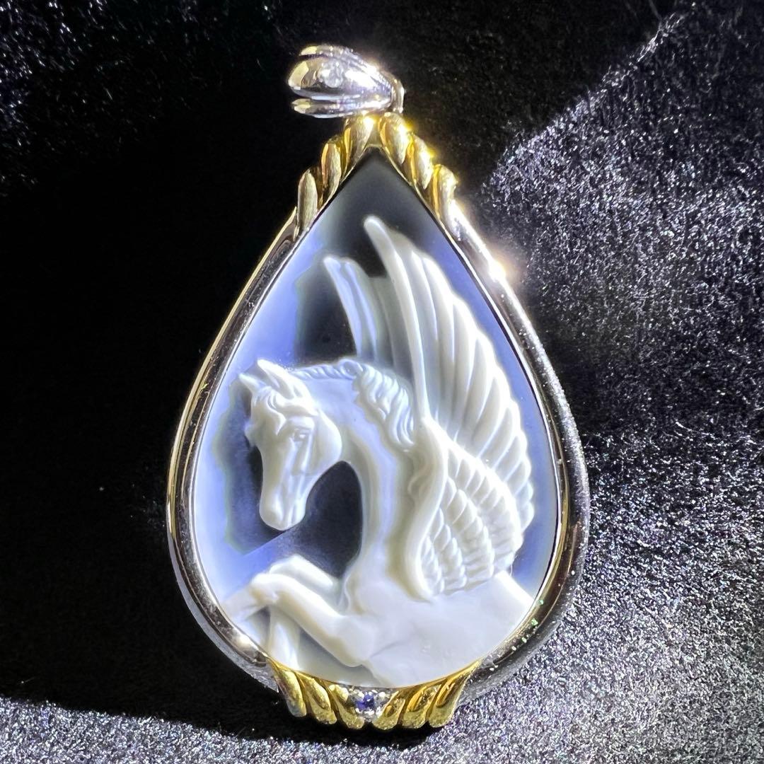 IEI 925刻印ストーンカメオネックレストップ　20g 東Y8-0206☆2F