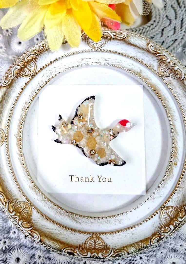 レジン　猫　鶴　ヘアゴム　ブローチ　ポニーフック　No.786