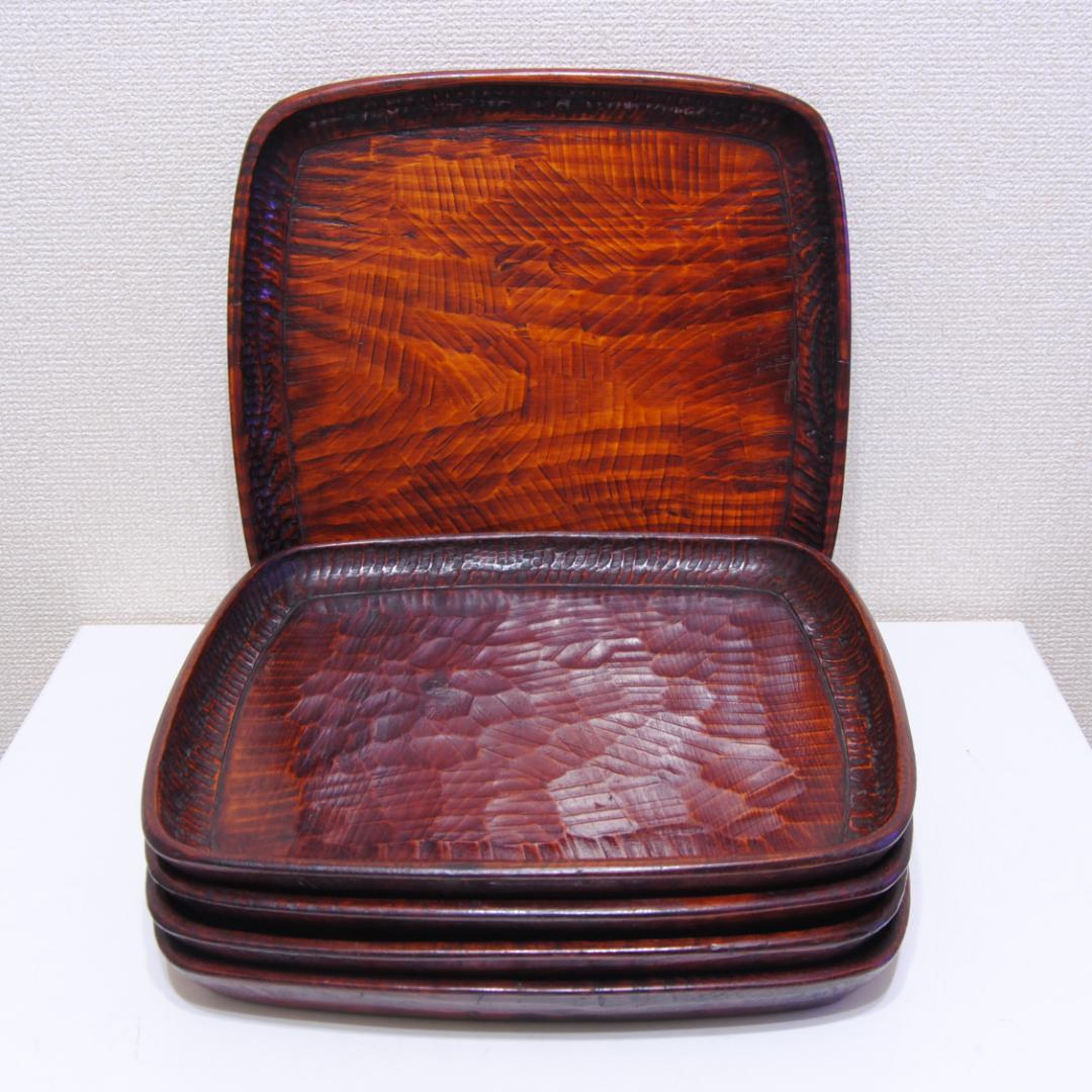 讃岐彫　刳り貫き　刳り抜き　くり抜き　四方 盆　木製　漆器　折敷　香川　漆塗り