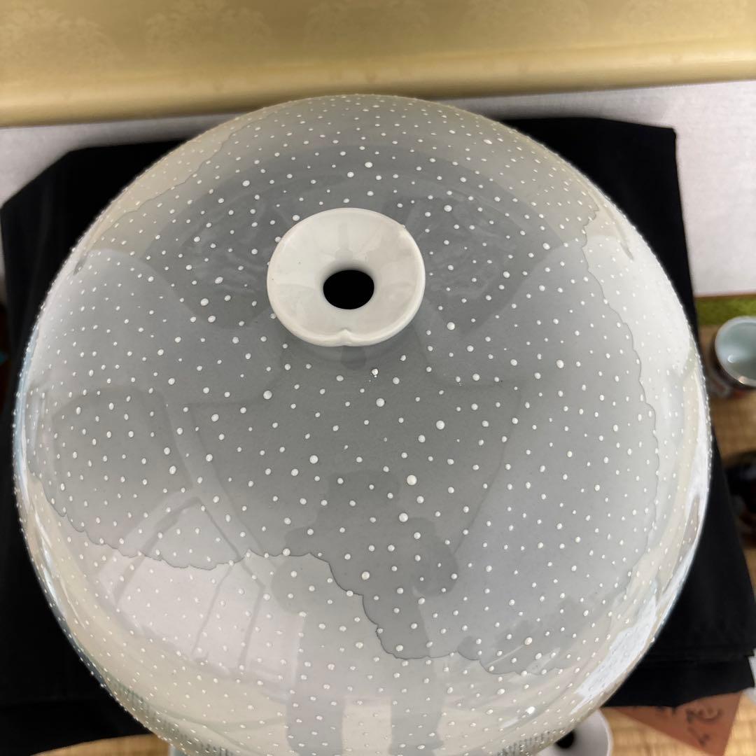 藤井朱明 壺 飾り壺 花器 日展人気作家 花瓶 有田焼 特大雪景色