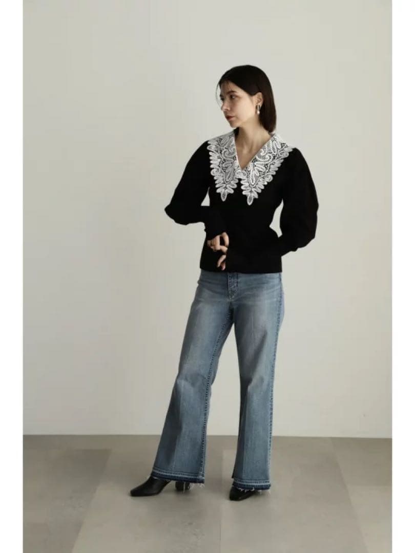 JILL STUART ジルスチュアート レースカラーニットカーディガン