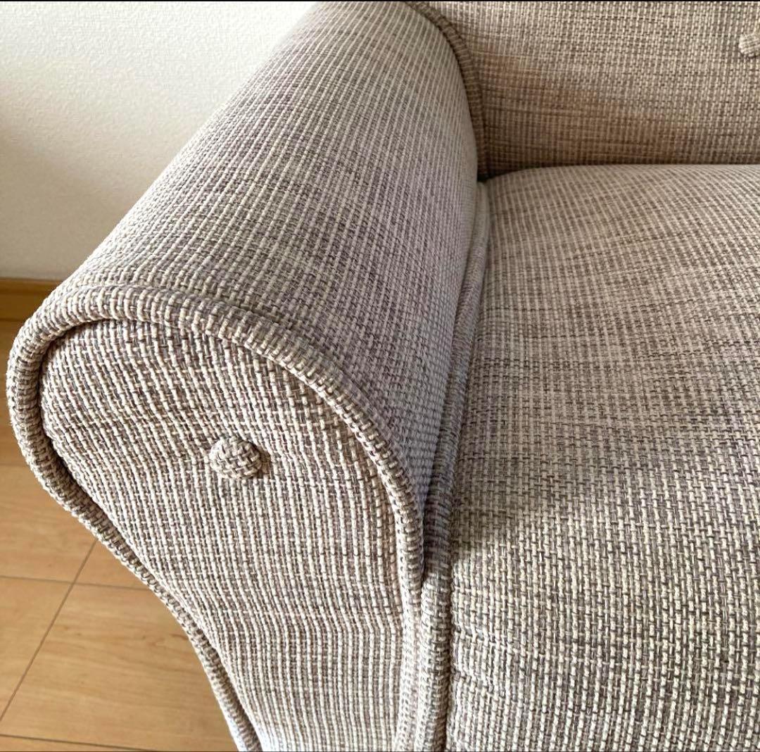 最終値引き★美品 2.5〜3人掛けベージュ系ブラウン ファブリックソファ 北欧