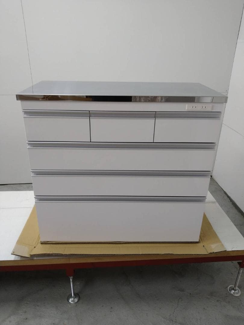 7056　ステンレス天板頑丈カウンター幅90白