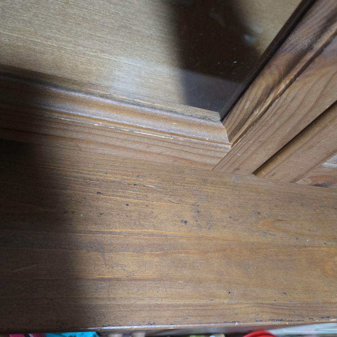 パイン材 食器棚 ガラス扉付き