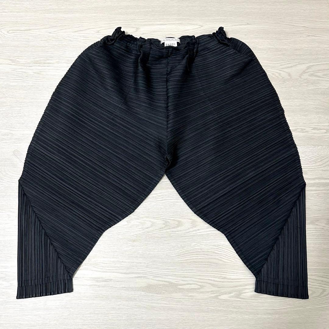 【極美品】 プリーツプリーズ 変形 切り替え サルエルパンツ ブラック