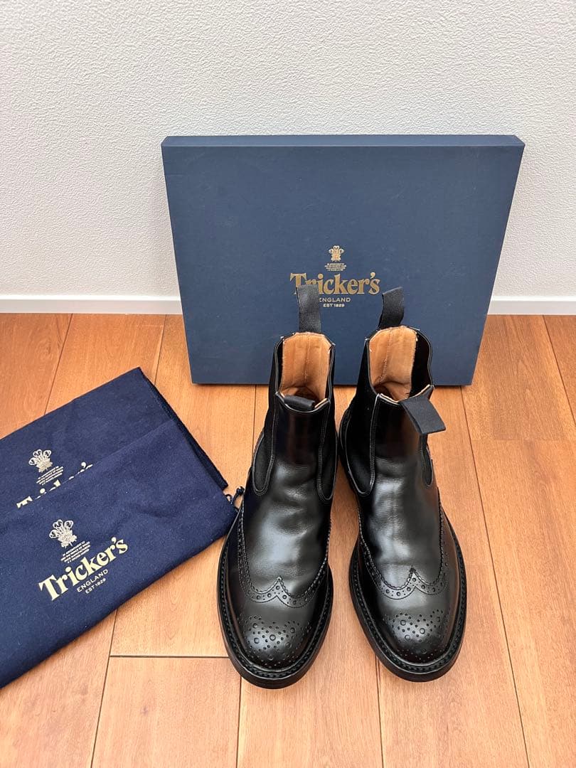 Tricker's HENRY サイドゴアブーツ　ウィングチップ　黒　UK7.5