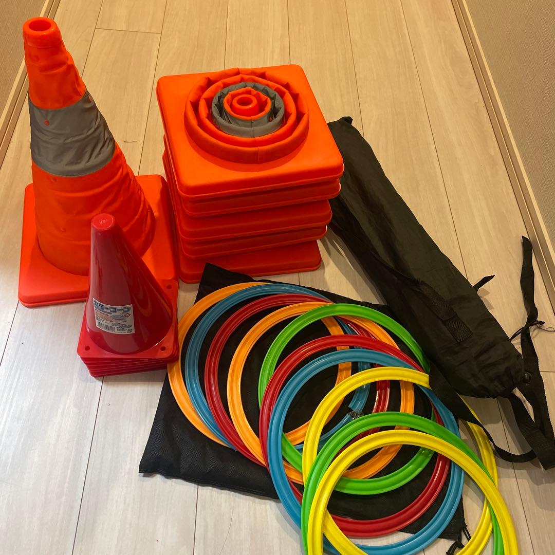 小学校受験　折りたたみコーン、バランスストーン、ラダー、玉入れ（赤白一つずつ）