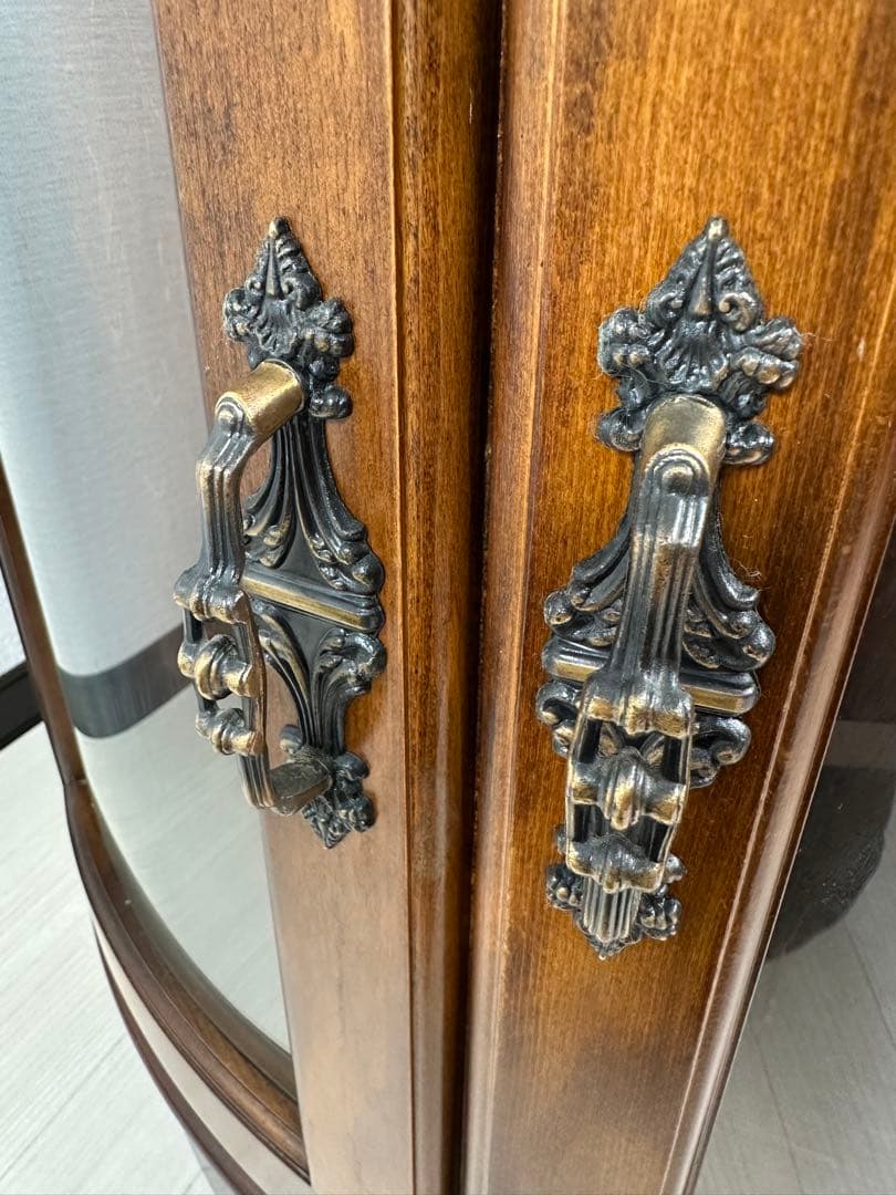 （1/3）カリモク コロニアル コーナー キャビネット 飾り棚 4-1※