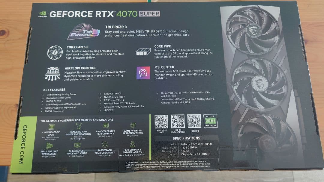 【美品】MSI RTX 4070 SUPER GAMING X SLIM