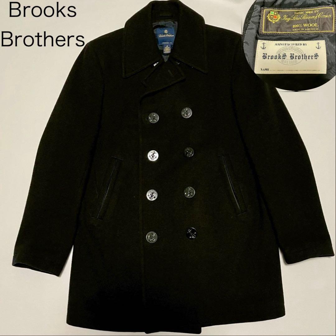 美品【ブルックスブラザーズ】ロロピアーナ ピーコート 黒 M ウール
