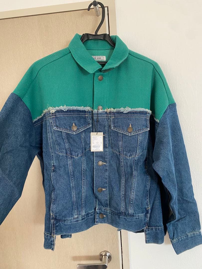 リバーシブルデニムジャケット Fサイズ グリーン
