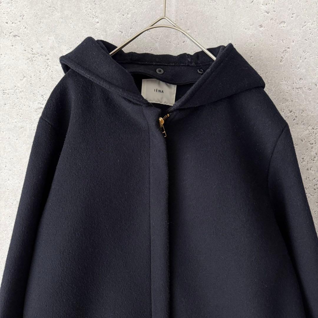 IENA 二重織りシャルムハーフコート　2Way ネイビー　38