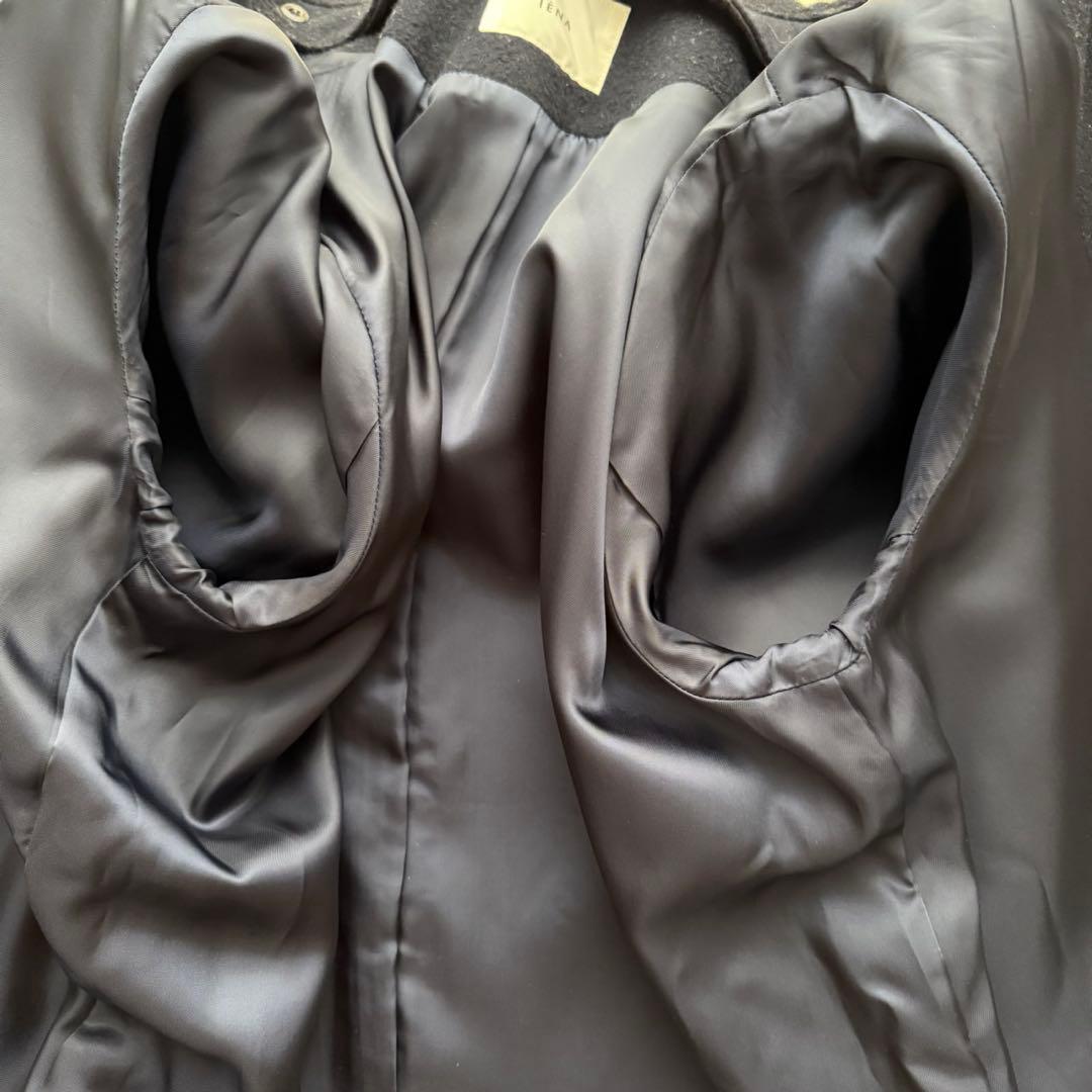 IENA 二重織りシャルムハーフコート　2Way ネイビー　38