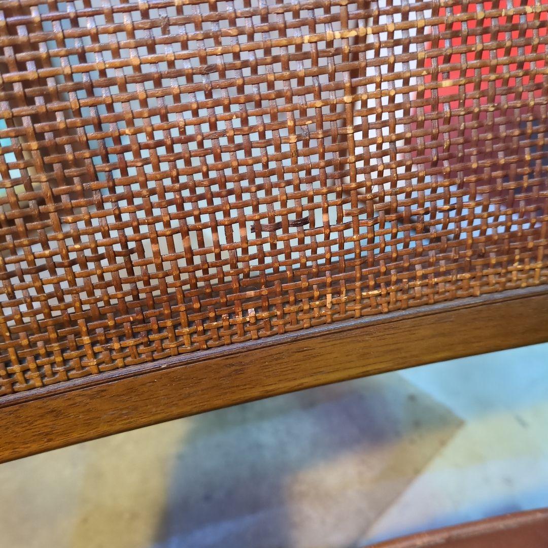 マルニ木工◆ビンテージ　ラタン　本革　ソファ　アーム　チェア 椅子 イス ④