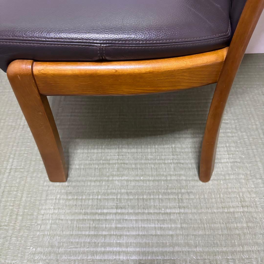 【浜本工芸】No.3800 ダイニングチェア1脚・本革・ナラ材・椅子・楢材無垢