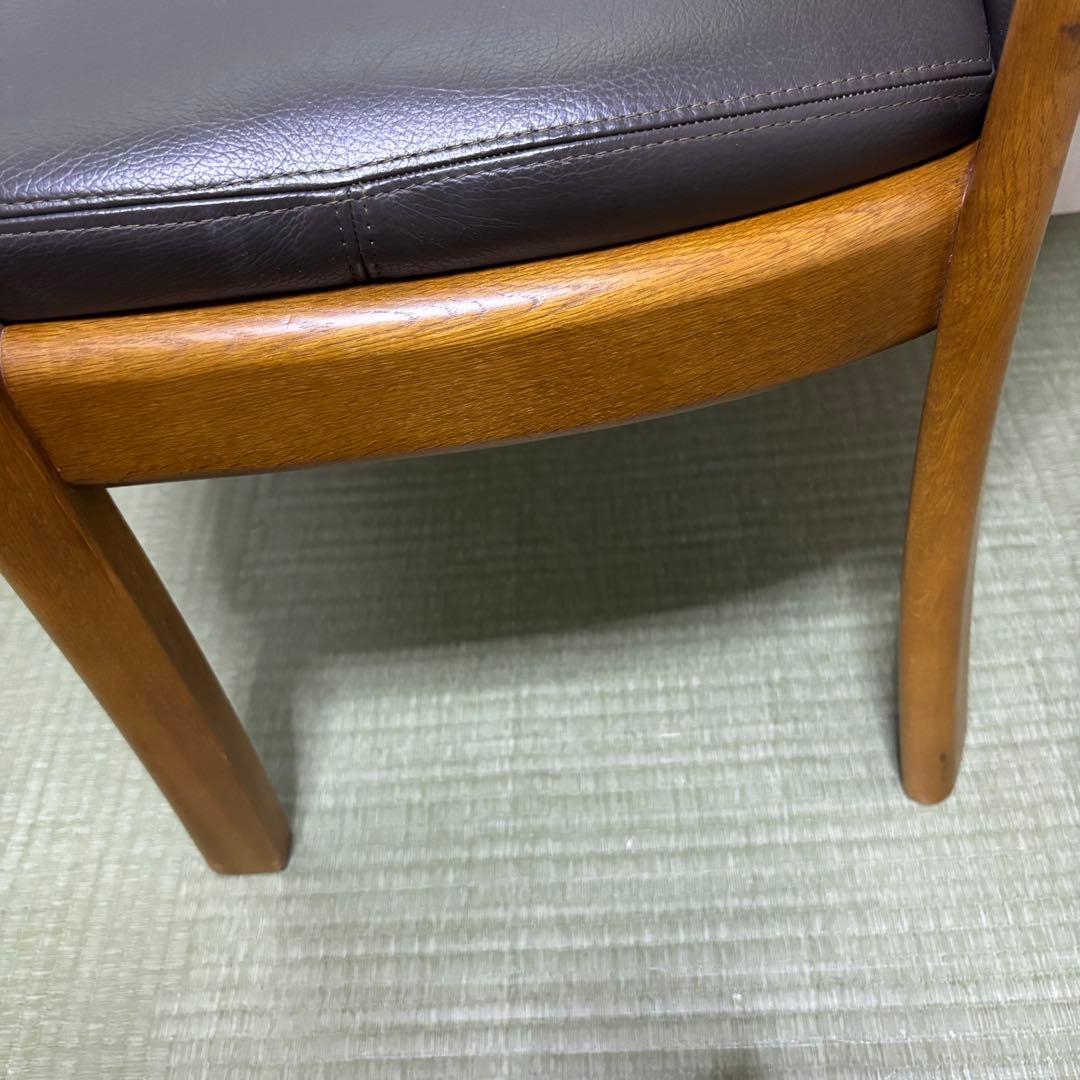 【浜本工芸】No.3800 ダイニングチェア1脚・本革・ナラ材・椅子・楢材無垢