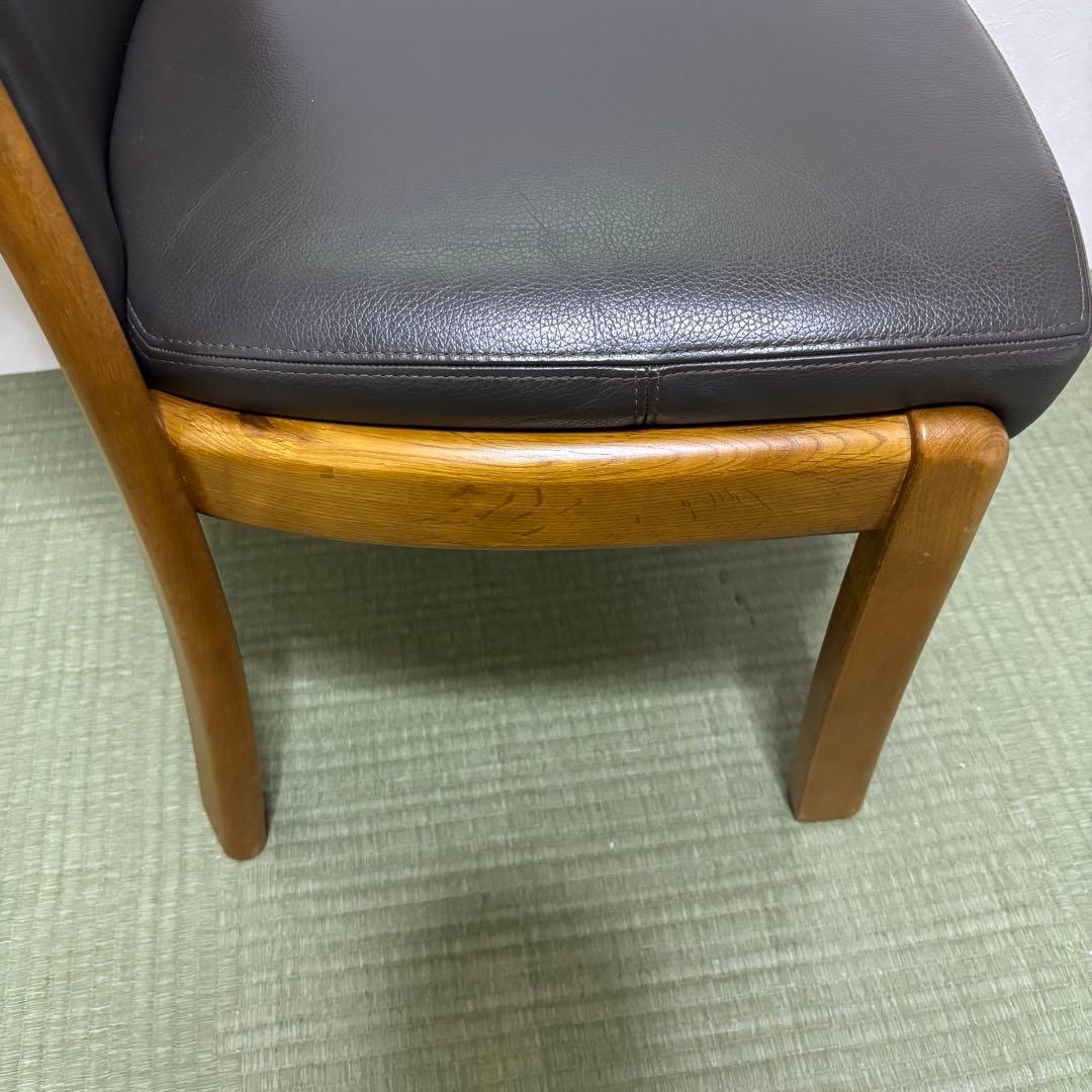 【浜本工芸】No.3800 ダイニングチェア1脚・本革・ナラ材・椅子・楢材無垢