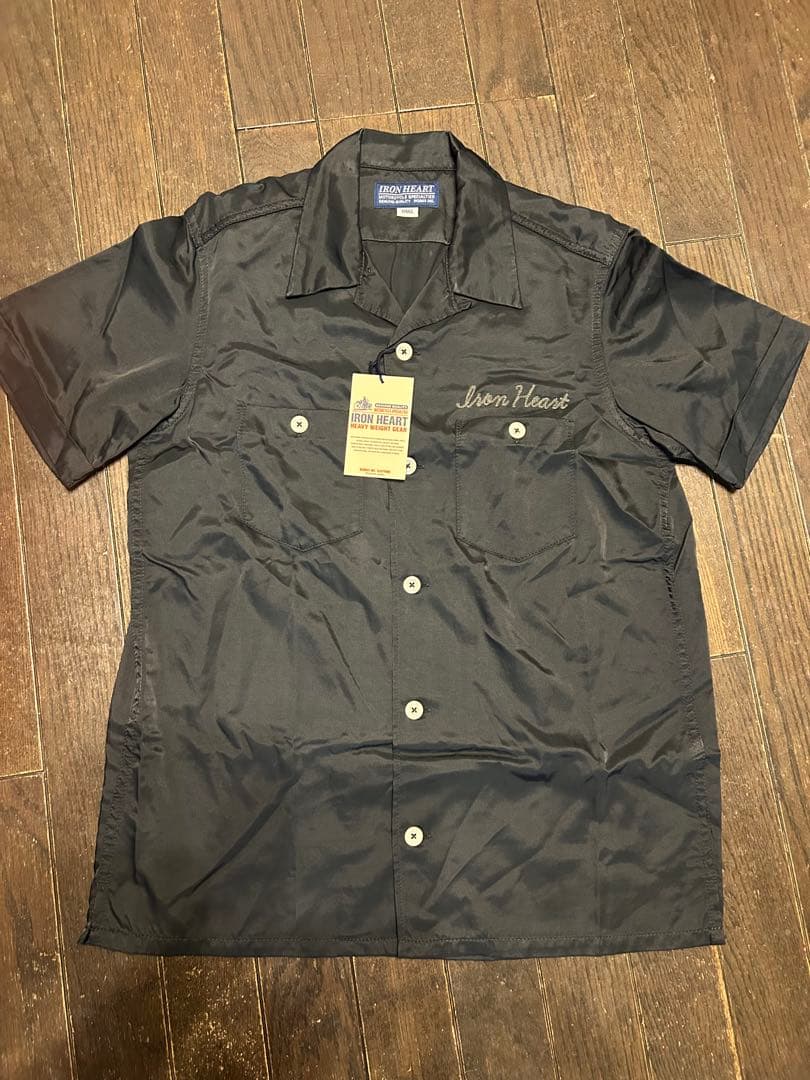 IRON HEARTヘビーレーヨンボーリングシャツ 黒 IHSH-199半袖
